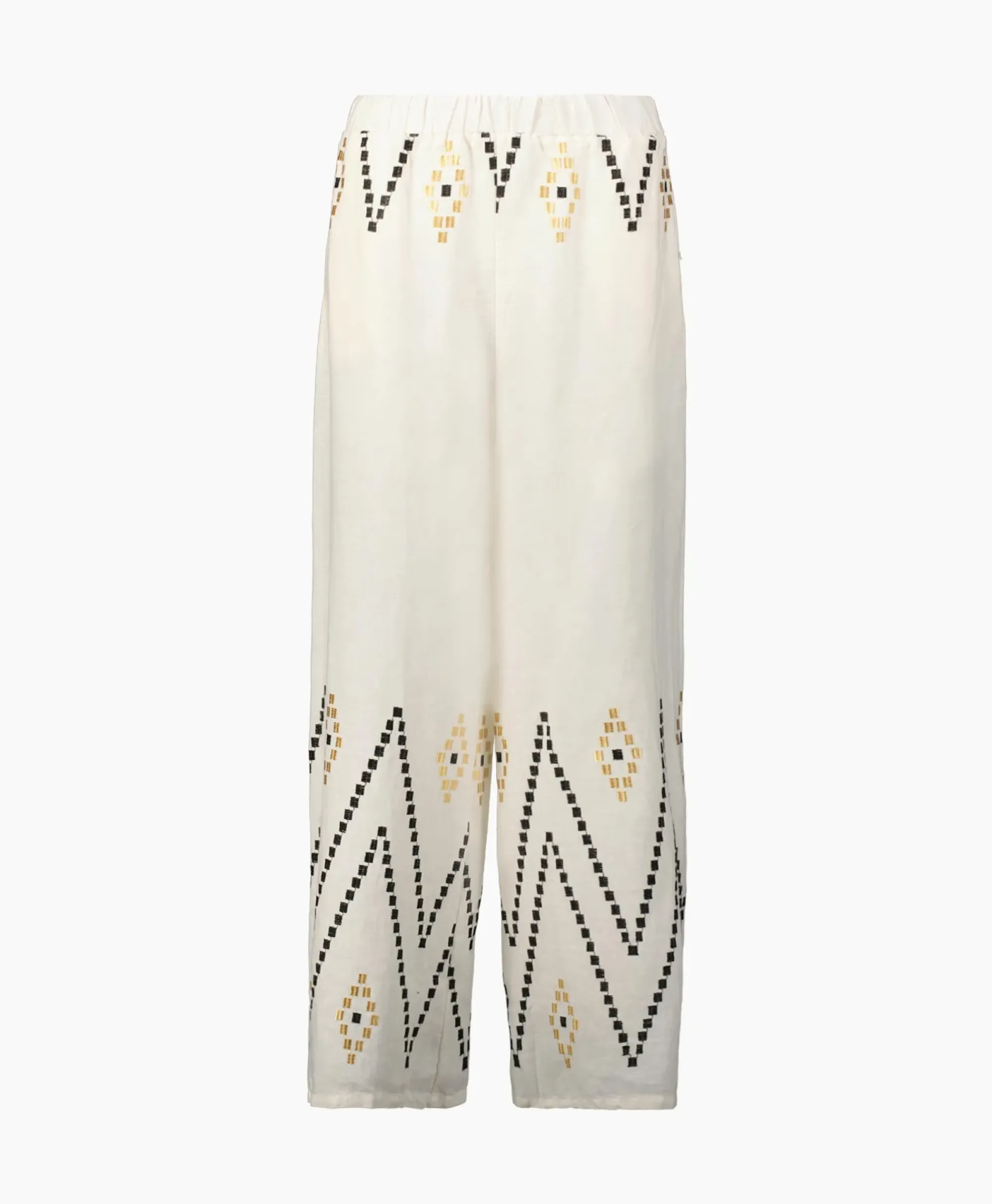 Broeken^Greek Archaic Kori Pantalon Zig Zag Elastic Waist Ivoor / Naturel