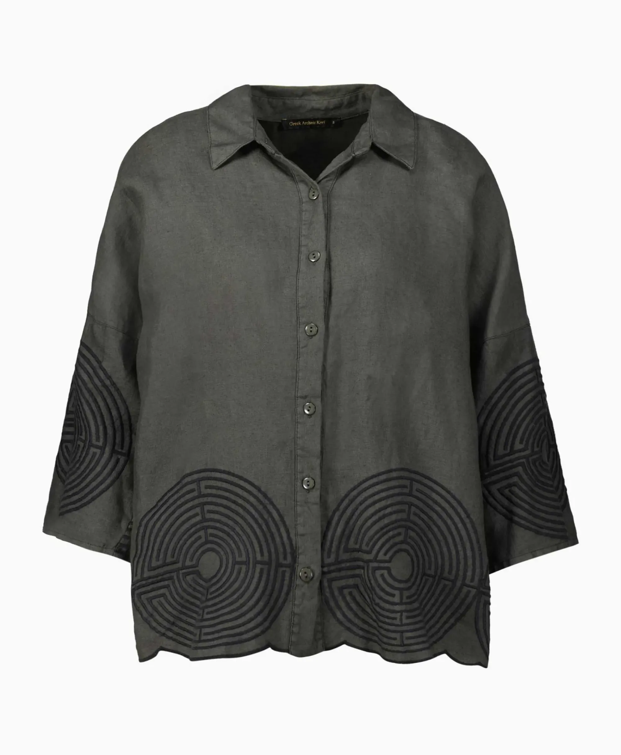 T-Shirts & Tops^Greek Archaic Kori Top Labyrinth Pleates Buttons Khaki