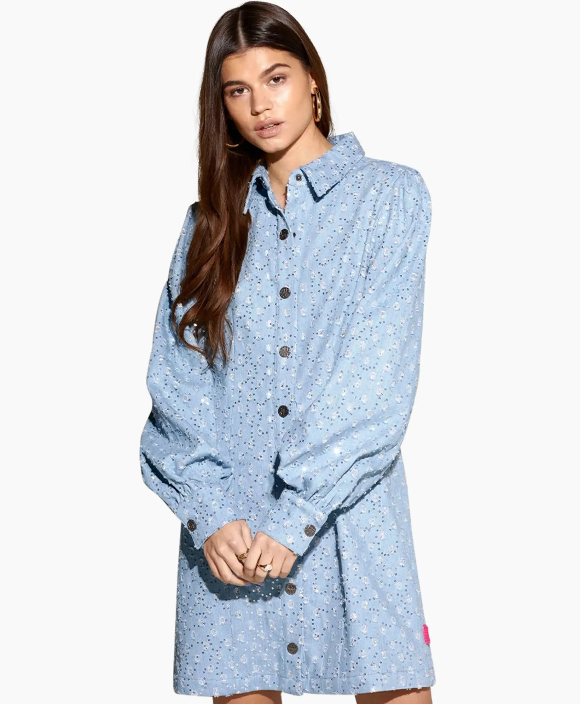 Jurken^Harper & Yve Harper & Yve Mini Jurk Flo-Dr Licht Blauw