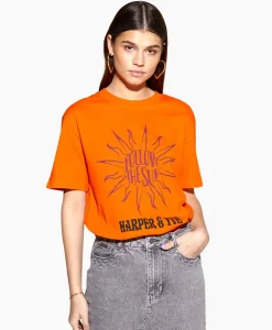 T-Shirts & Tops^Harper & Yve Harper & Yve T-Shirt Korte Mouw Followthesun-Ss Oranje