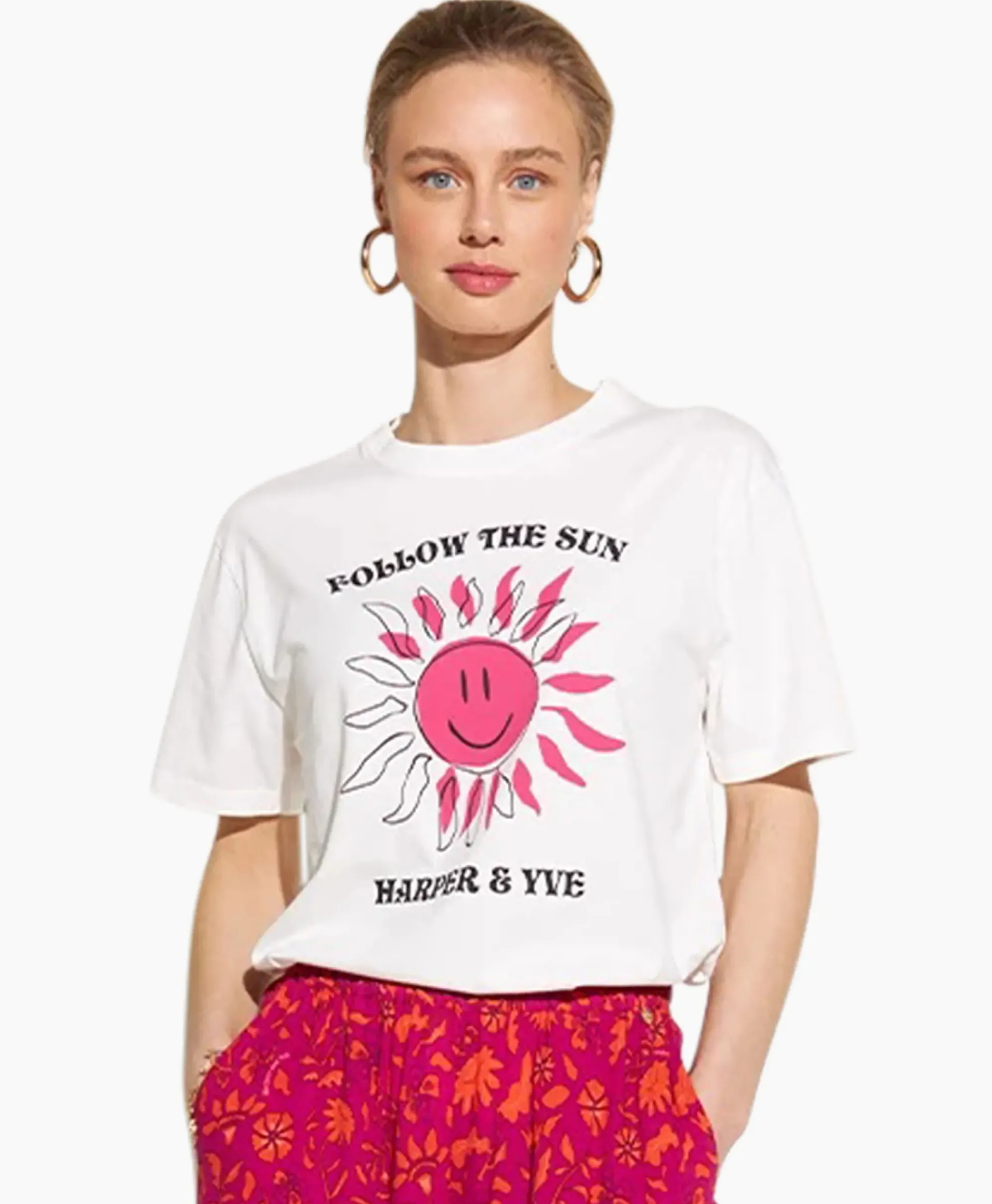 T-Shirts & Tops^Harper & Yve Harper & Yve T-Shirt Korte Mouw Smiley-Ss Off White