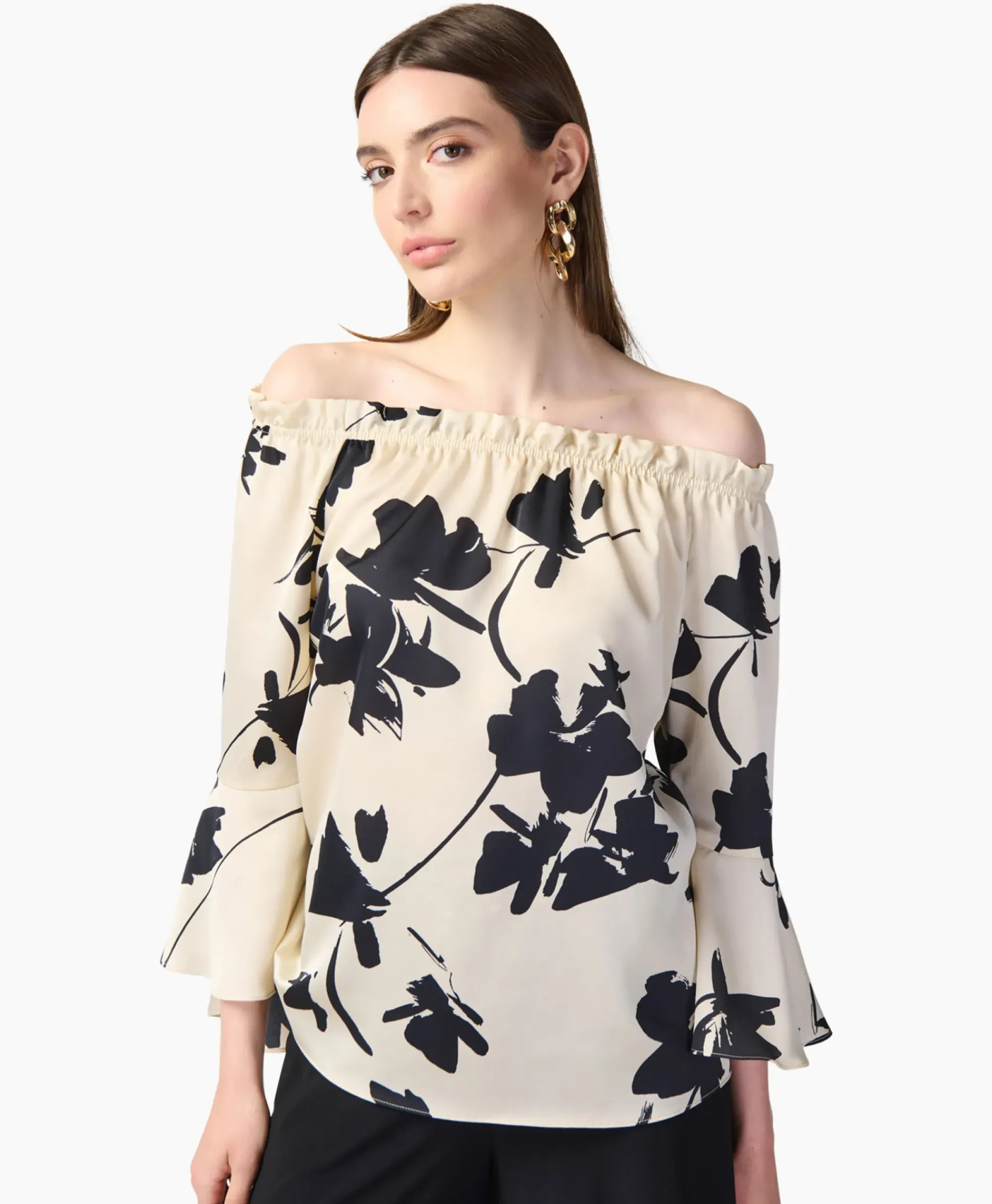 Blouses^Joseph Ribkoff Blouse Print Lange Mouwen Zwart Dessin
