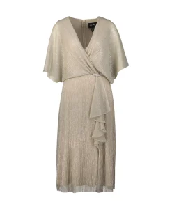 Jurken^Joseph Ribkoff Midi Jurk Korte Mouwen Wikkel Champagne