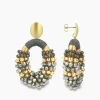 Sieraden^Lott. Gioielli Oorbellen Ce Gb Combi Oval M Gold Stripes Groen