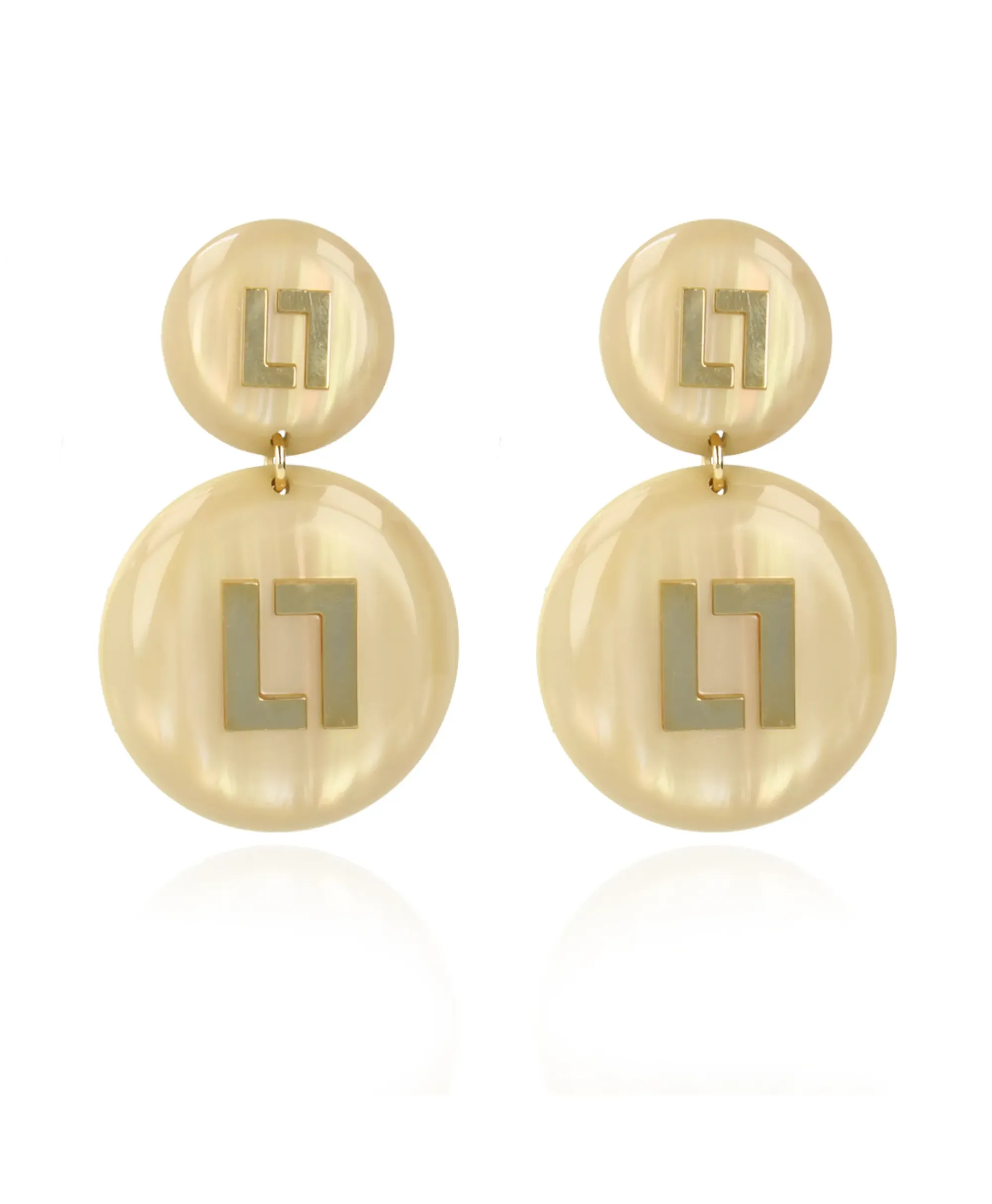 Sieraden^Lott. Gioielli Oorbellen Ce Re Round Logo Sand Goud