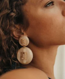 Sieraden^Lott. Gioielli Oorbellen Ce Re Round Logo Sand Goud
