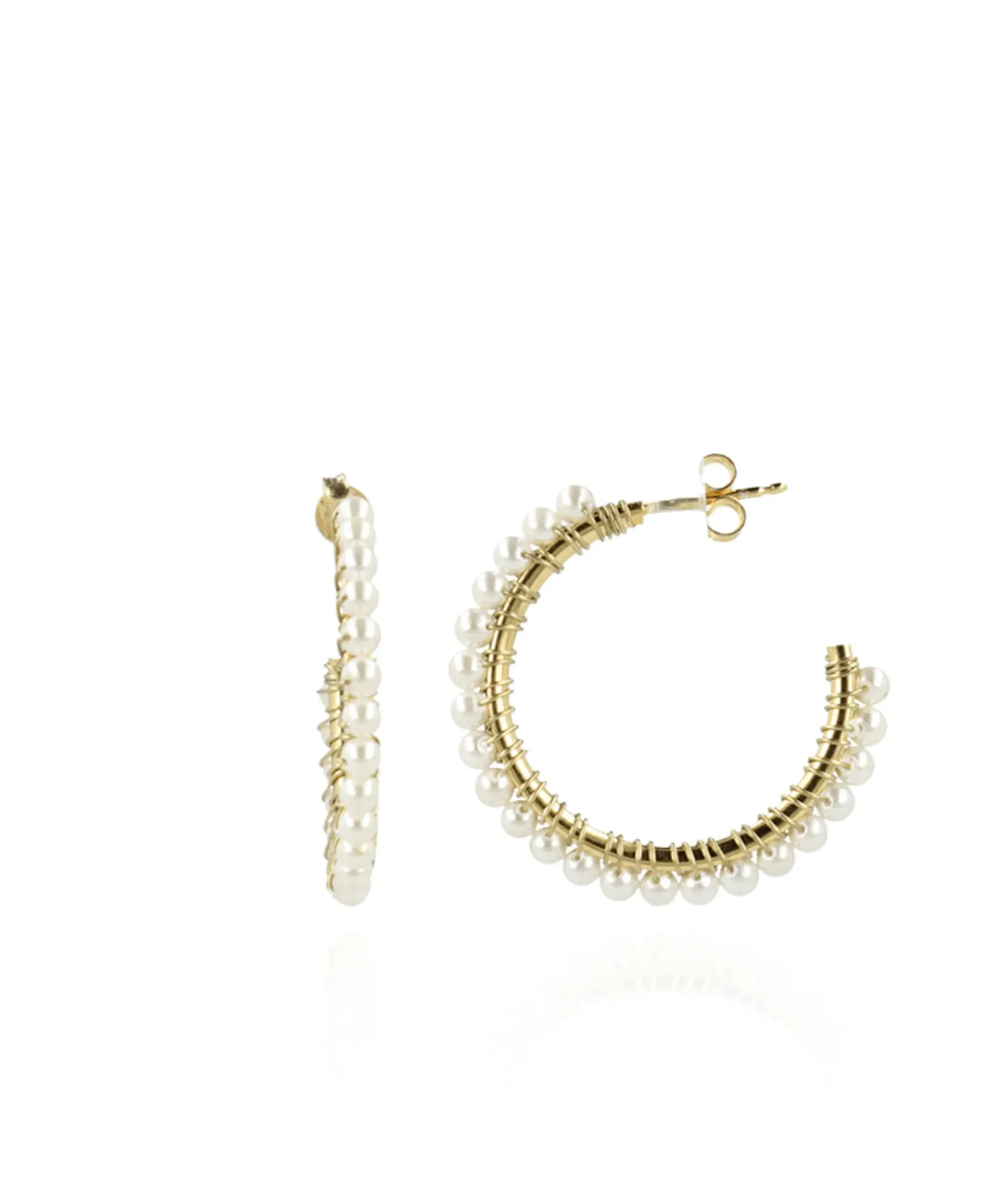 Sieraden^Lott. Gioielli Oorbellen Cl Hoop With Pear Off White