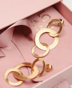Sieraden^Lott. Gioielli Oorbellen Tripple Rounde Op Goud