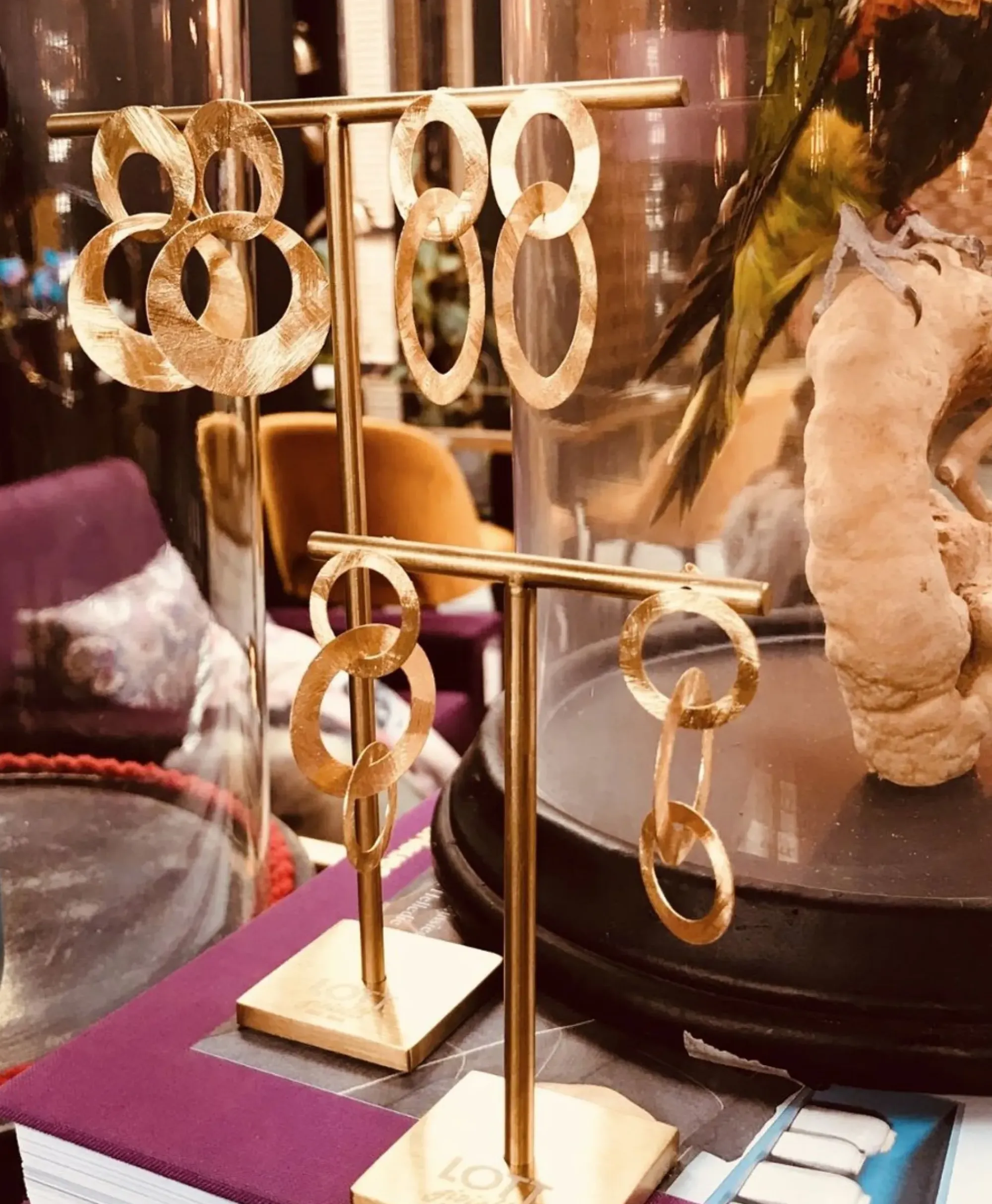 Sieraden^Lott. Gioielli Oorbellen Tripple Rounde Op Goud