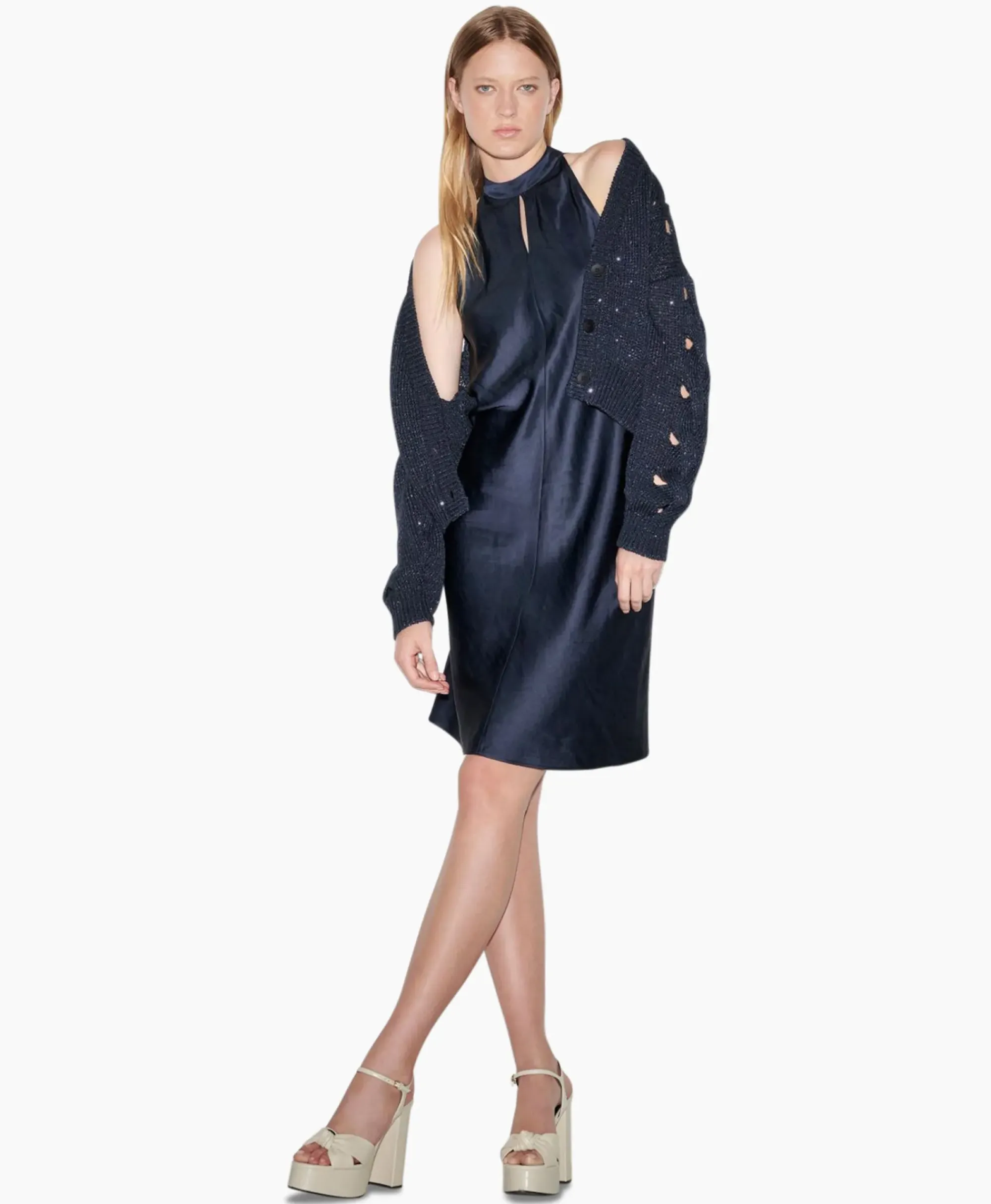 Jurken^Luisa Cerano Mini Jurk 798476/3596-0 Donker Blauw