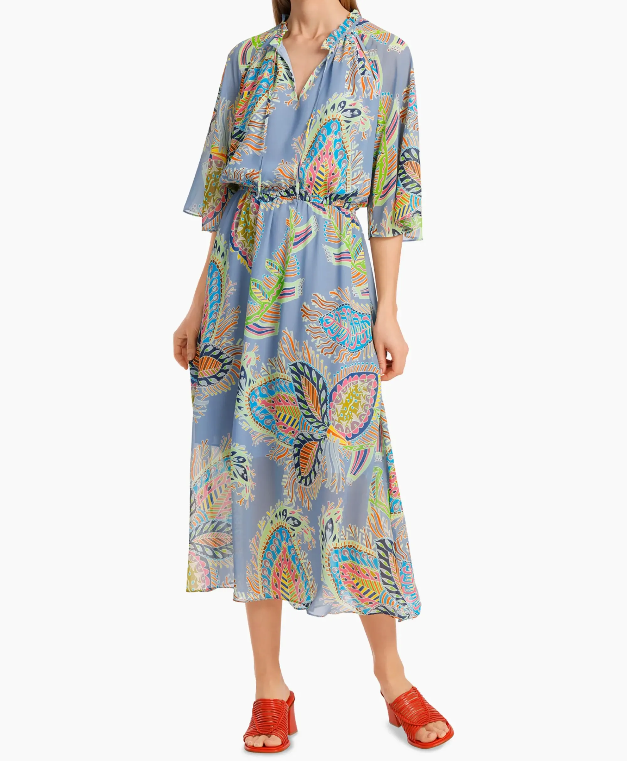 Bruiloftskleding^Marccain Collectie Jurk Wc 21.52 W74 Licht Blauw