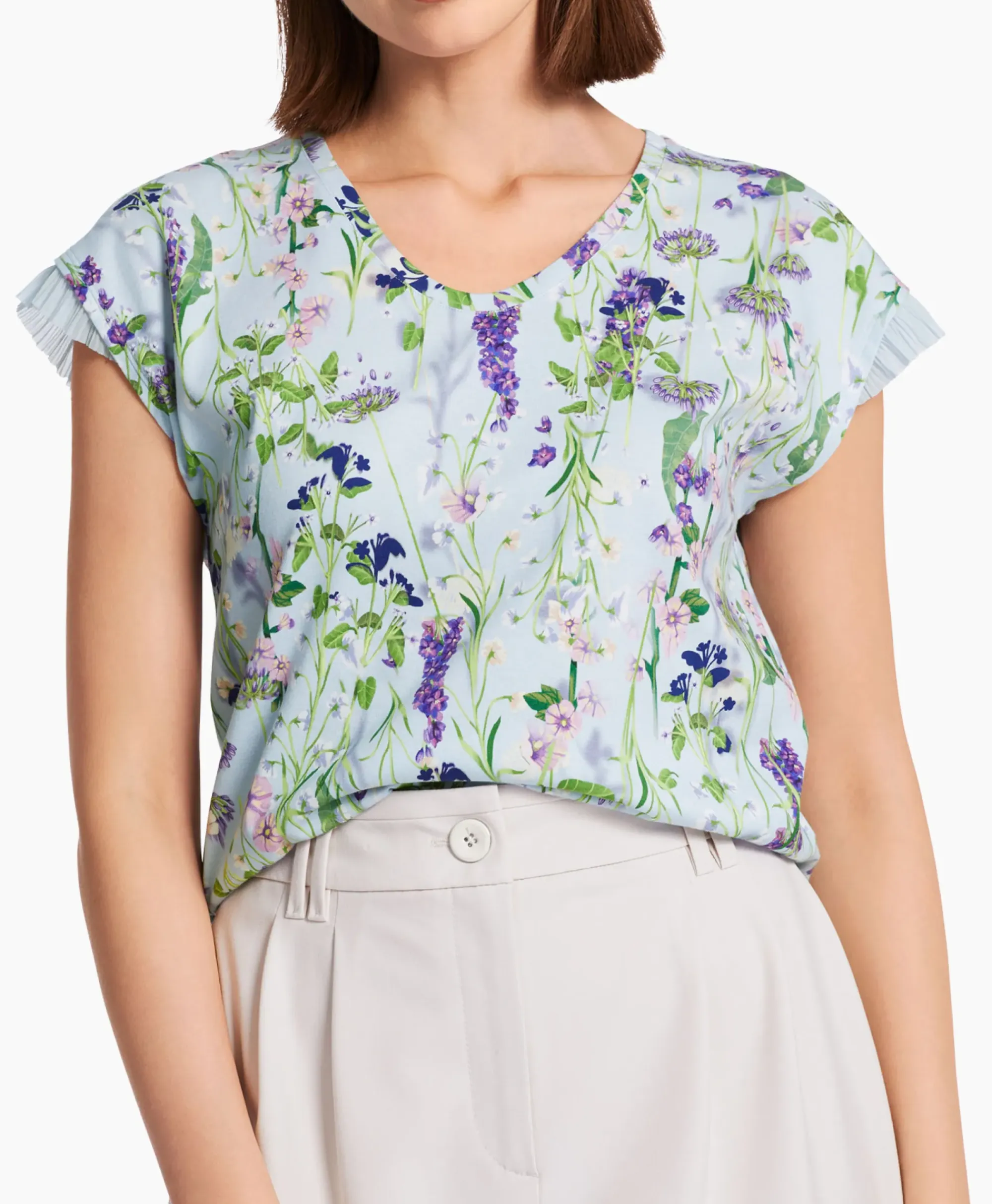 T-Shirts & Tops^Marccain Collectie T-Shirt Wc 48.23 J19 Licht Blauw