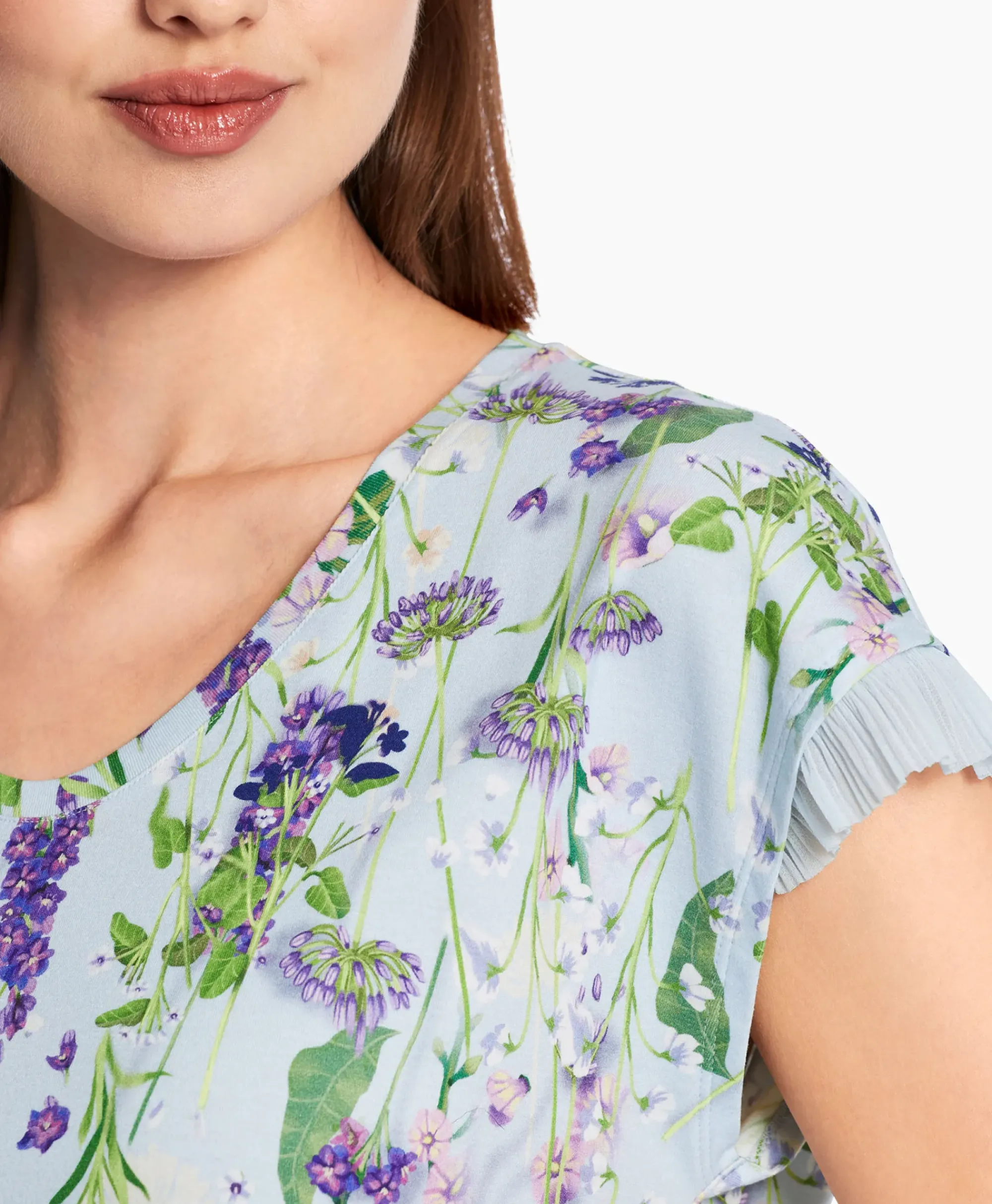 T-Shirts & Tops^Marccain Collectie T-Shirt Wc 48.23 J19 Licht Blauw