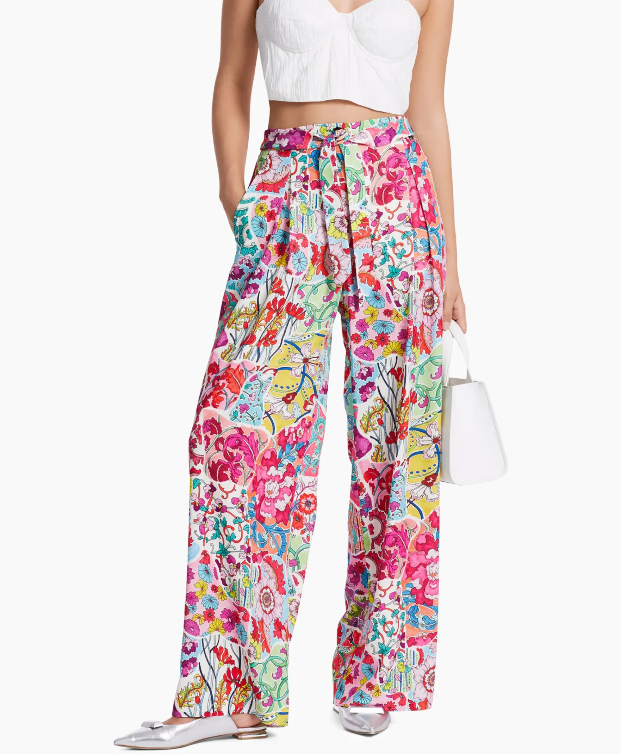 Broeken^Marc Cain Pants Bloemenbroek Wp 81.34 W10 Licht Rood