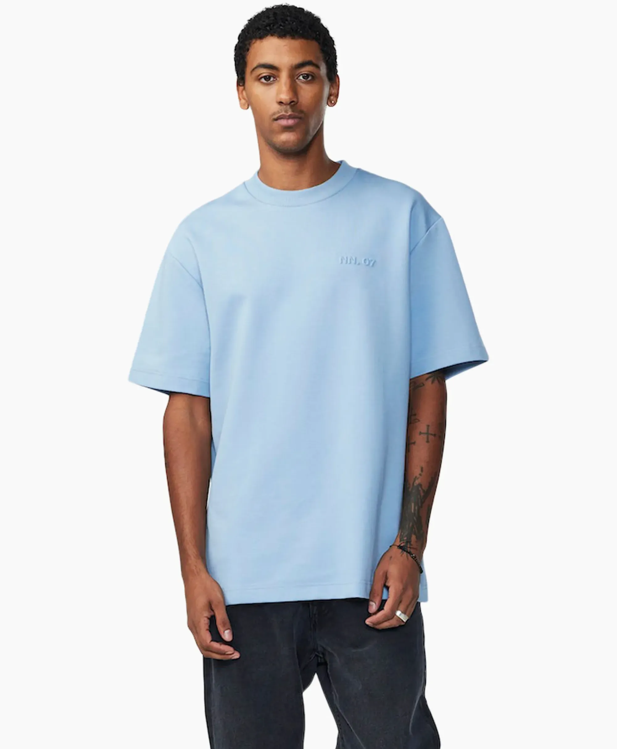 T-Shirts^Nn07 T-Shirt Nat Logo Tee Licht Blauw