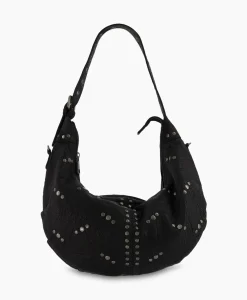 Tassen^Nunoo Bags Crossbody Tas Dagmar Rivet Washed Black Zwart