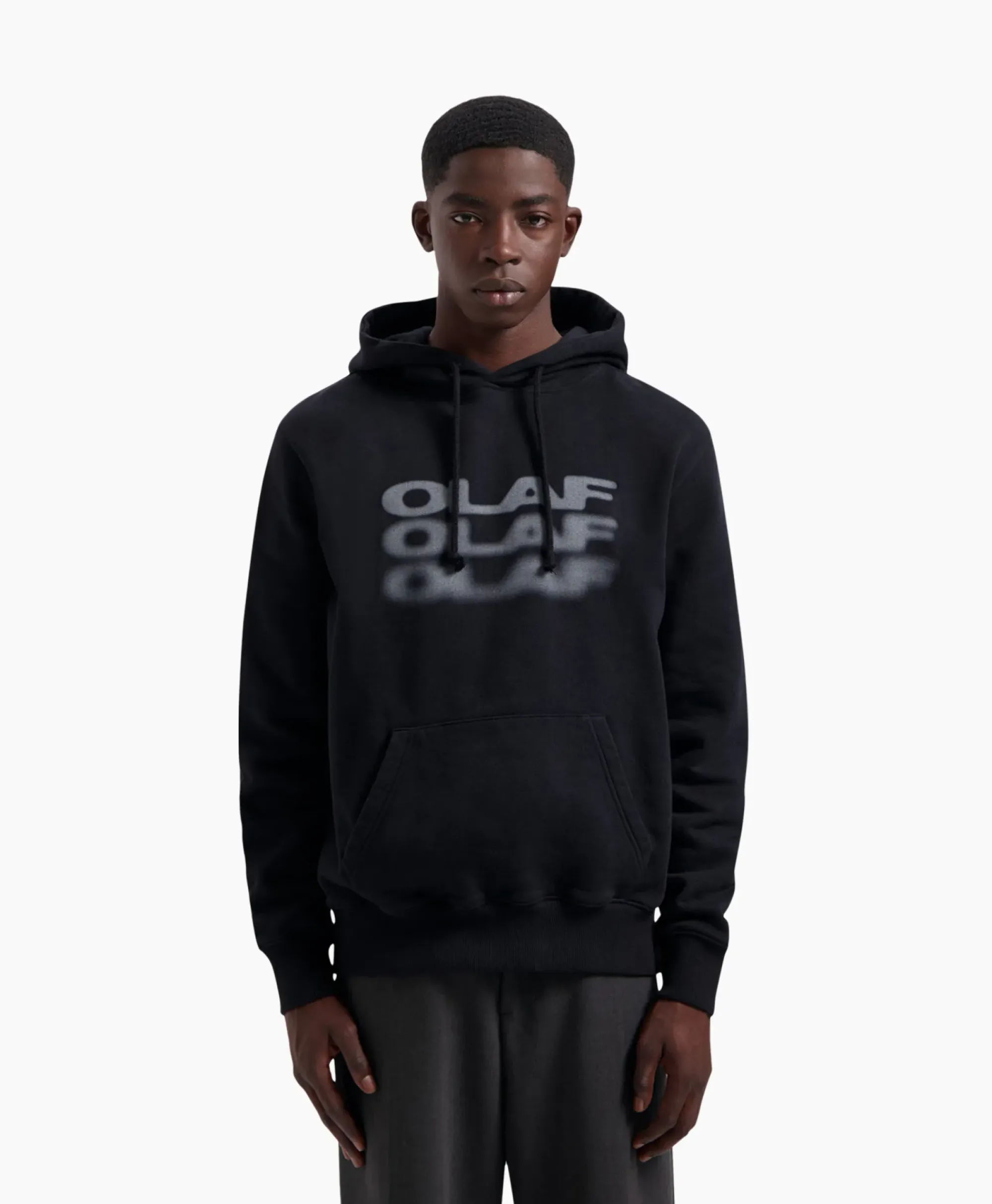 Truien^Olaf Hussein Hoodie Blur Logo Zwart