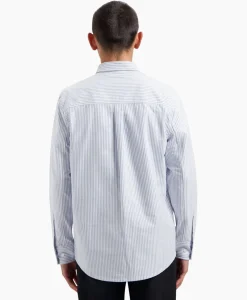 Overhemden^Olaf Hussein Overhemd Oxford Stripe Blauw
