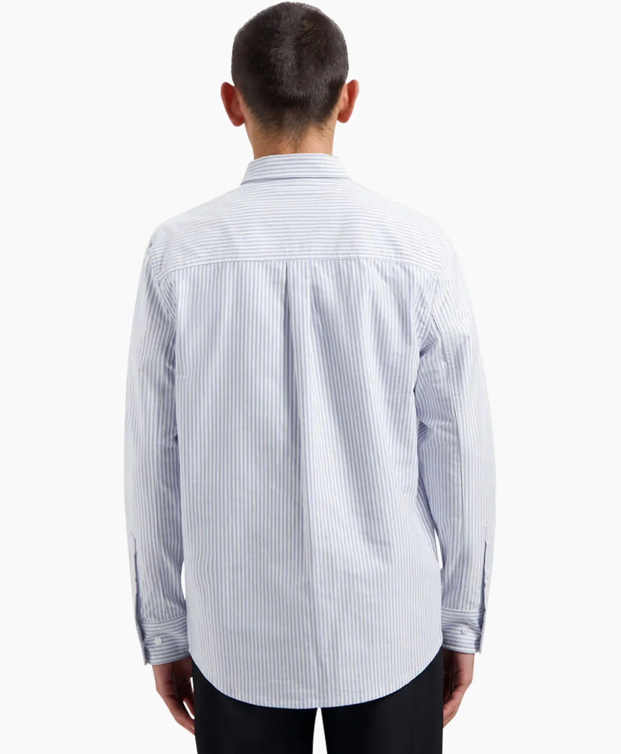 Overhemden^Olaf Hussein Overhemd Oxford Stripe Blauw