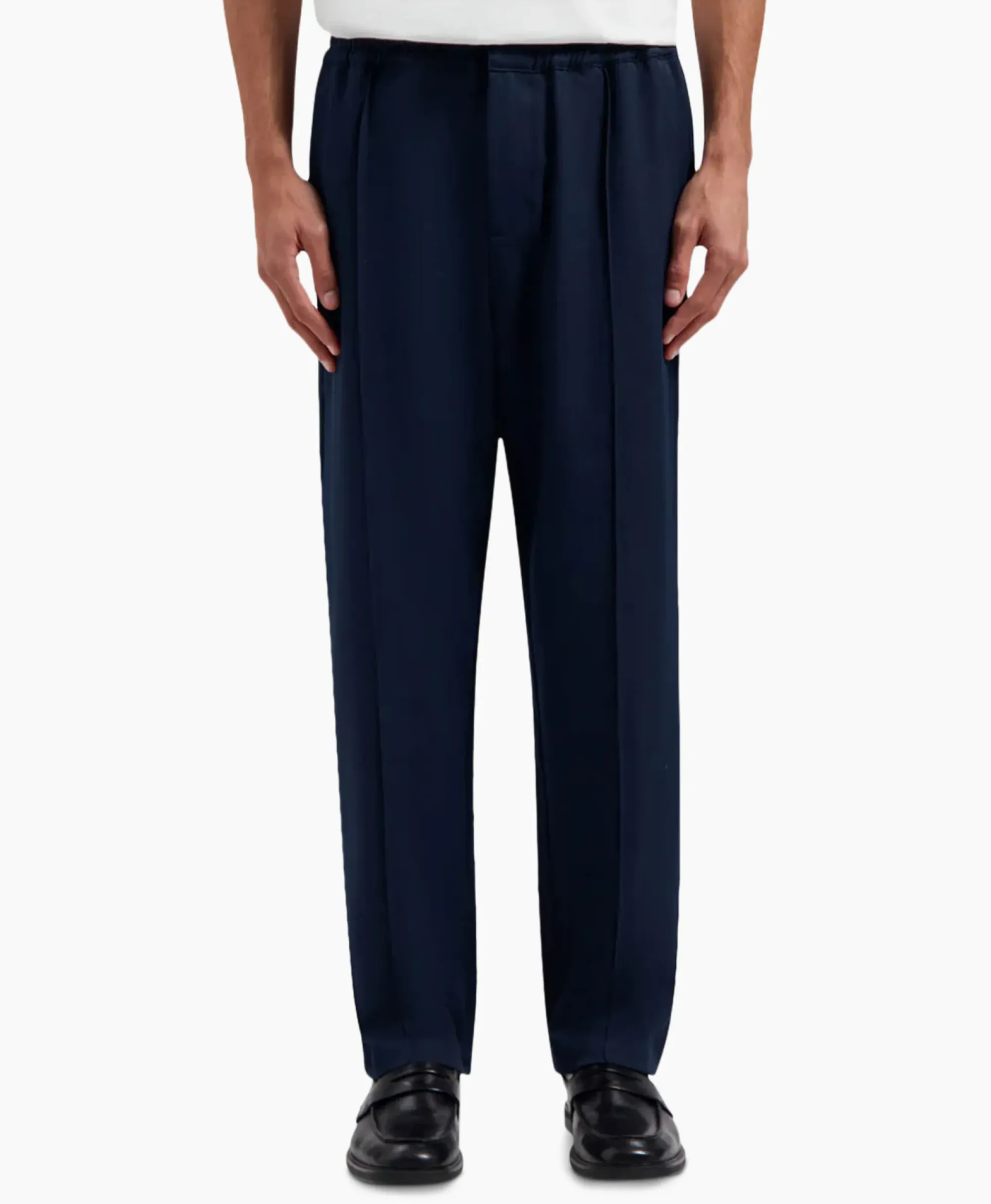 Broeken^Olaf Hussein Pantalon Pintuck Donker Blauw