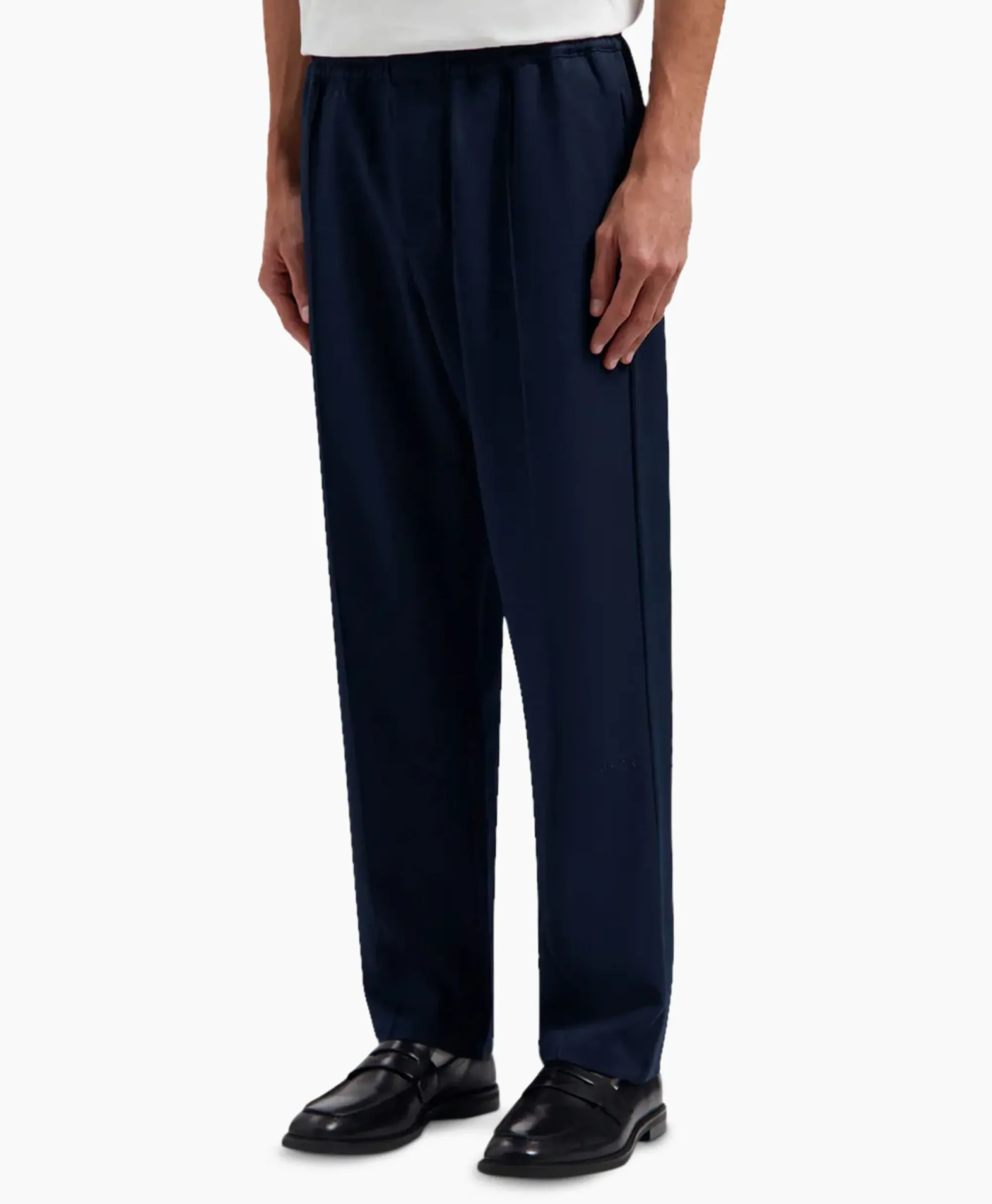 Broeken^Olaf Hussein Pantalon Pintuck Donker Blauw