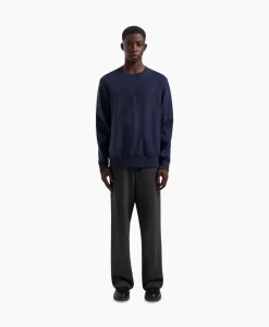 Truien^Olaf Hussein Sweater Logo Crewneck Donker Blauw
