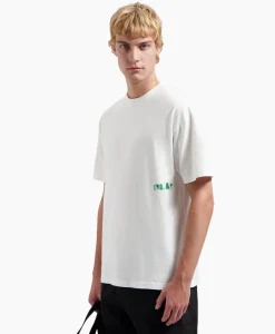 T-Shirts^Olaf Hussein T-Shirt Korte Mouw Watercolor Logo Slub Off White