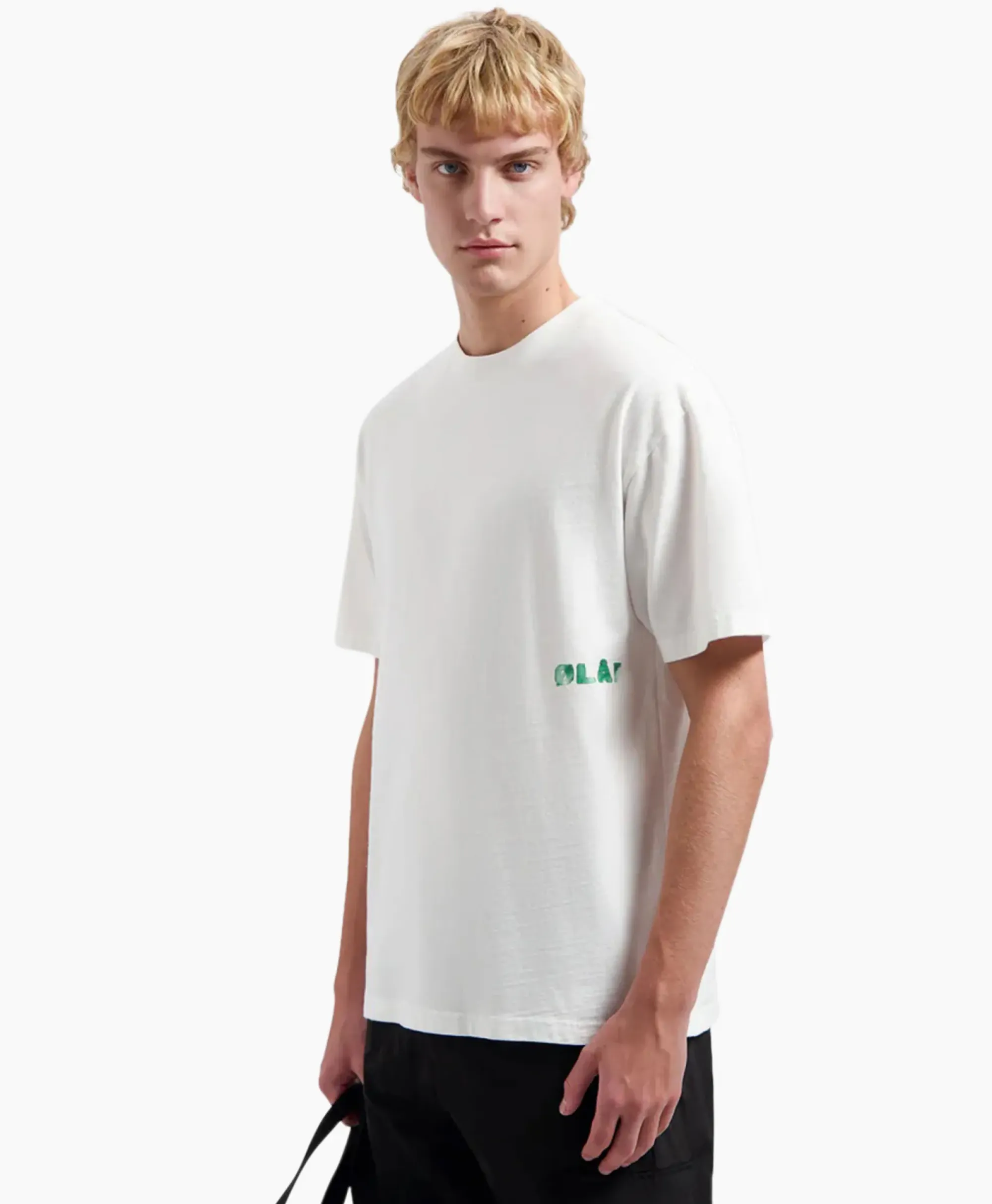T-Shirts^Olaf Hussein T-Shirt Korte Mouw Watercolor Logo Slub Off White