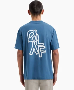 T-Shirts^Olaf Hussein T-Shirt Korte Mouw Layered Logo Blauw
