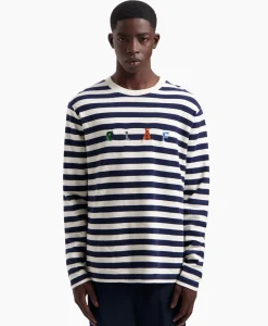 T-Shirts^Olaf Hussein T-Shirt Stripe Sans Ls Wit