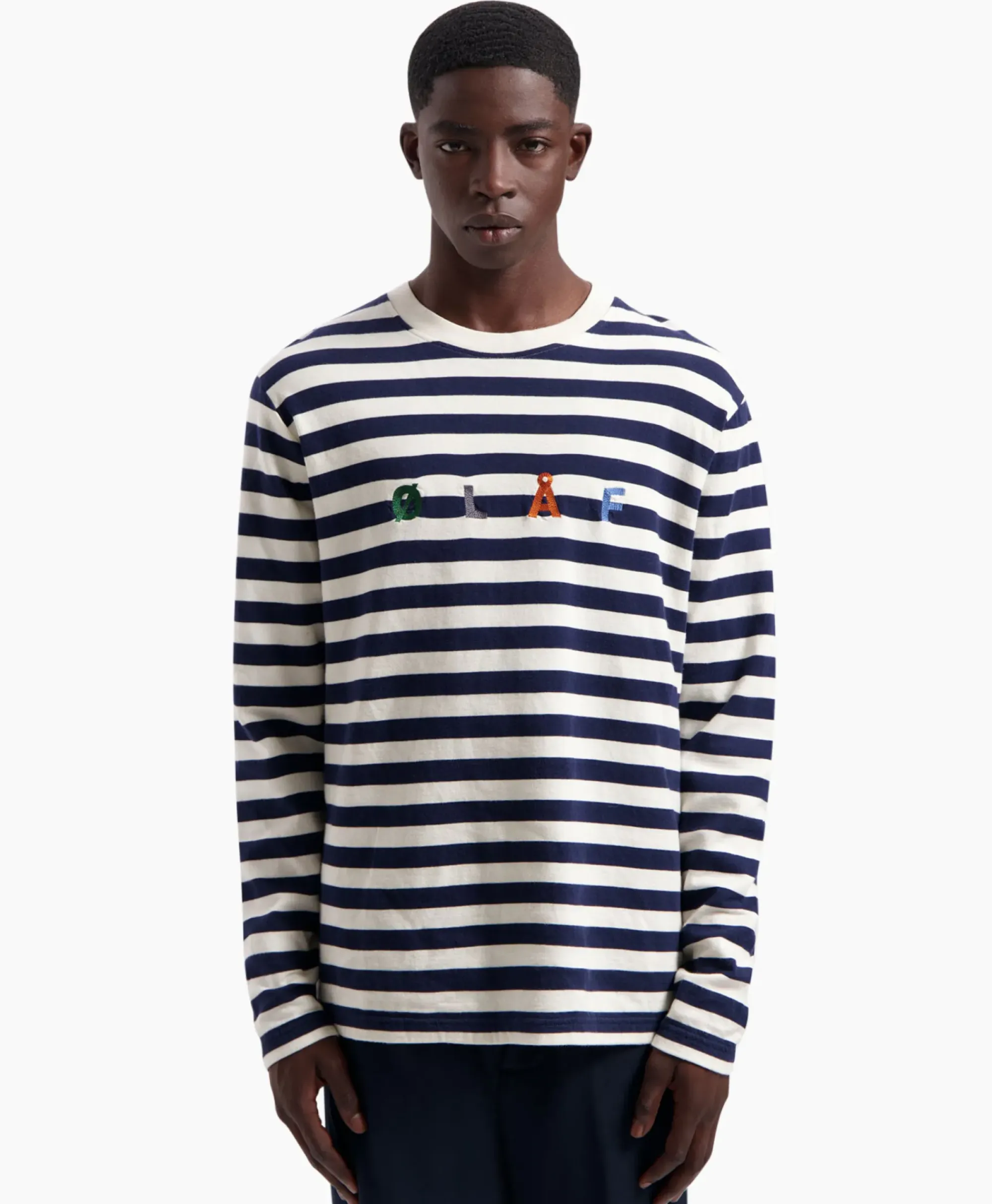 T-Shirts^Olaf Hussein T-Shirt Stripe Sans Ls Wit