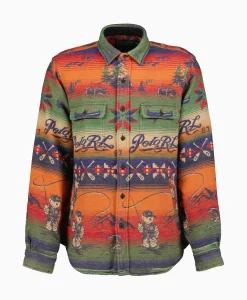 Jassen^Ralph Lauren Overshirt Flannel Jacquard Blauw Dessin