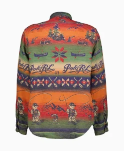 Jassen^Ralph Lauren Overshirt Flannel Jacquard Blauw Dessin