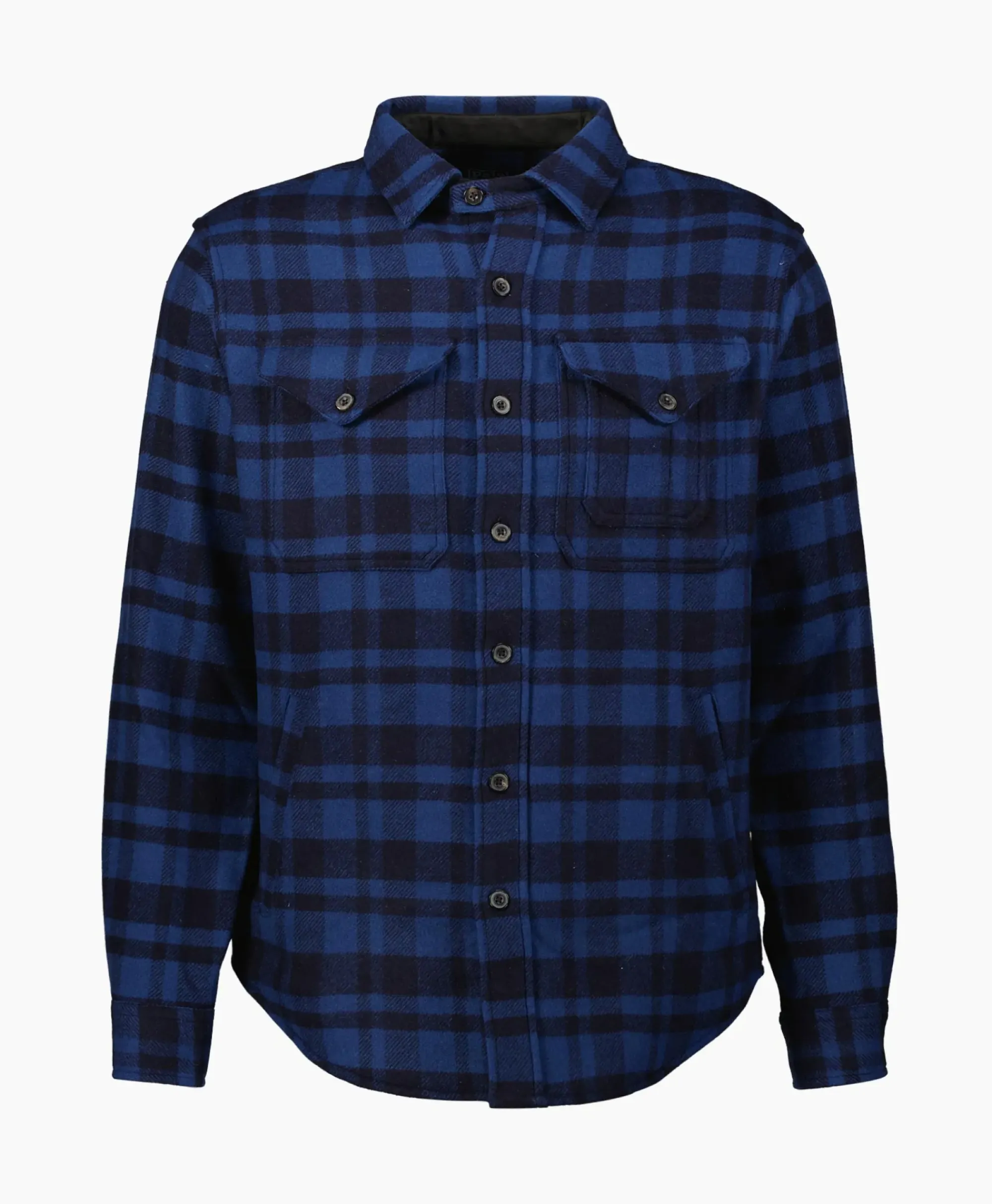 Jassen^Ralph Lauren Overshirt Wool Blend Check Donker Blauw