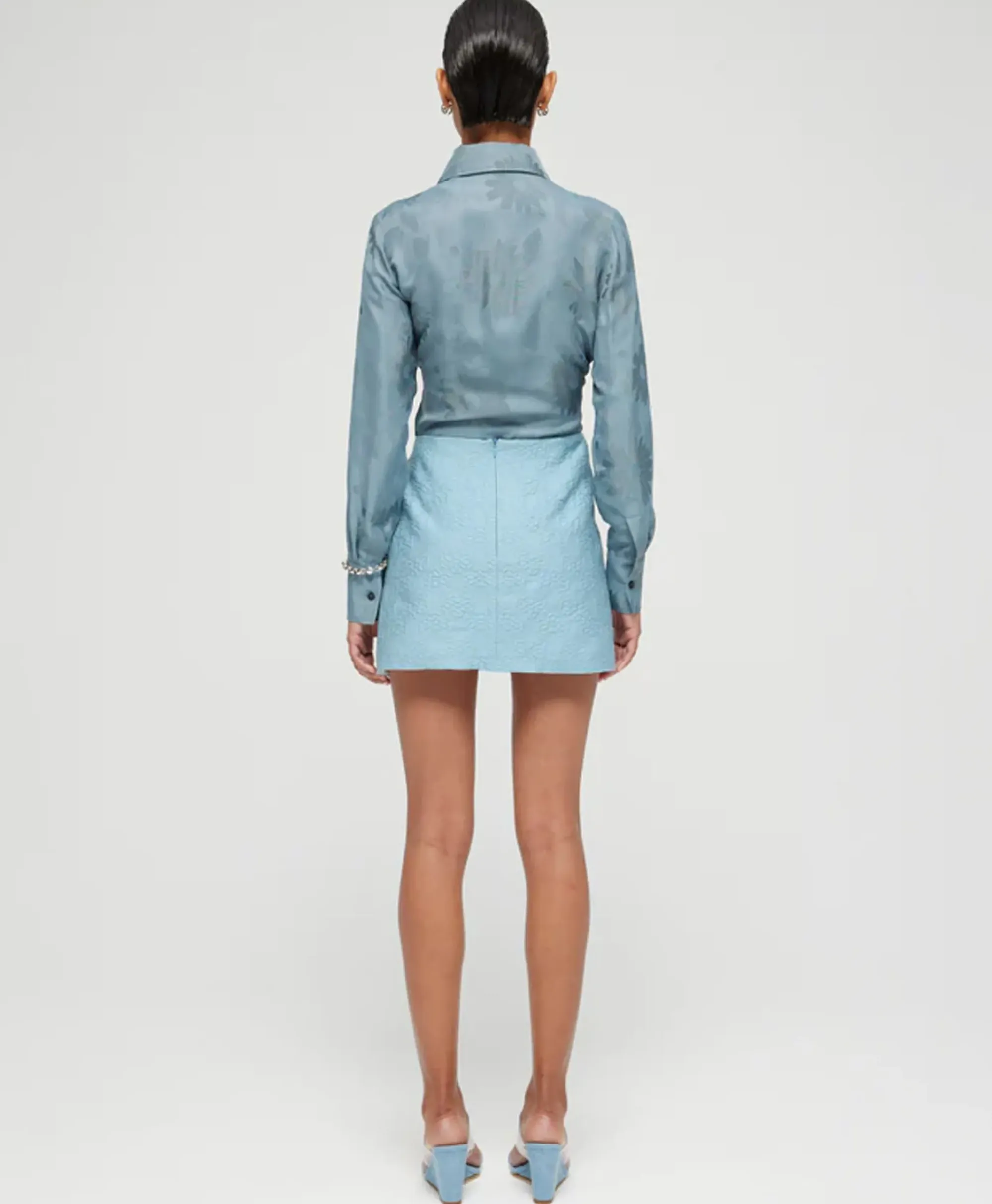 Rokken^Róhe Rohe Minirok Short Jacquard Skirt Blauw