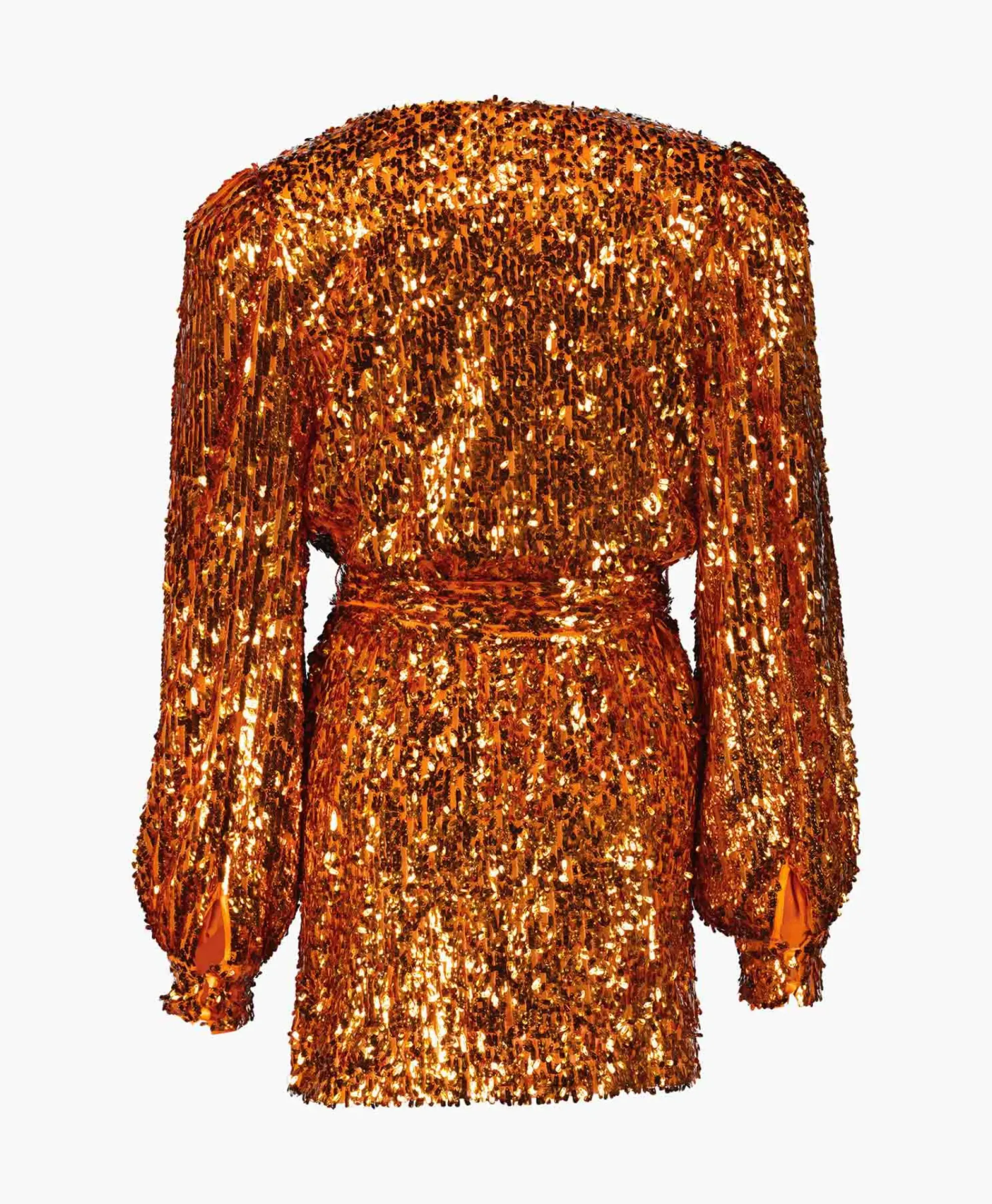 Jurken^Rotate Mini Jurk Sequins Belted Oranje
