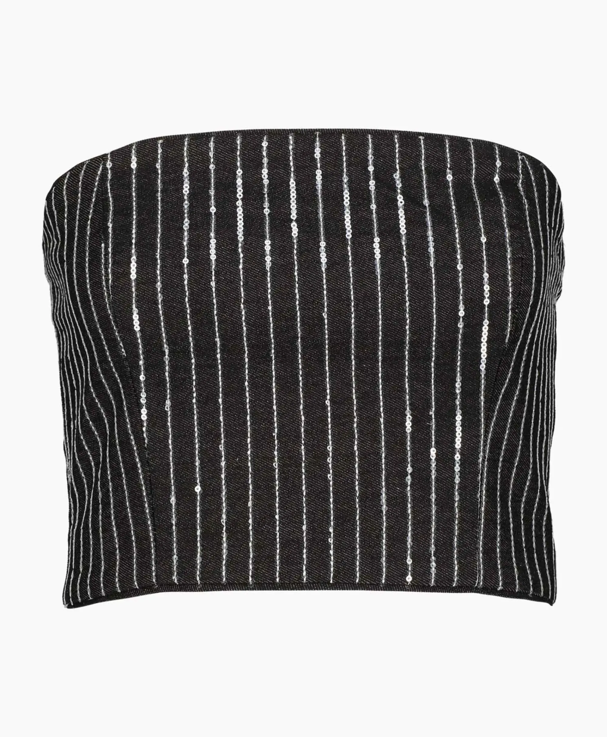 T-Shirts & Tops^Rotate Top Sequin Twill Crop Zwart