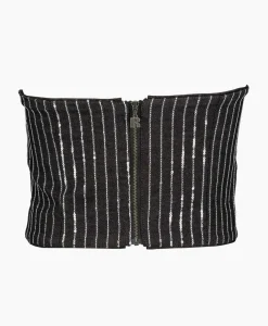T-Shirts & Tops^Rotate Top Sequin Twill Crop Zwart