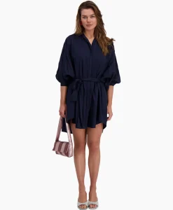 Jurken^Sea Me Happy Mini Jurk Balloon Short Double Layered Donker Blauw
