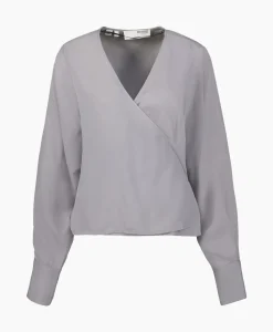 T-Shirts & Tops^Selected Femme Blouse Jolie Ls Wrap Top Ex Grijs