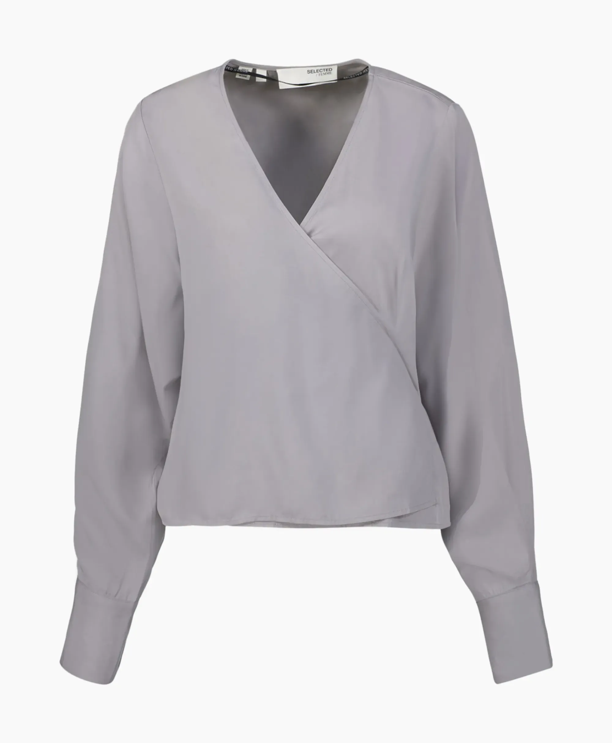 T-Shirts & Tops^Selected Femme Blouse Jolie Ls Wrap Top Ex Grijs