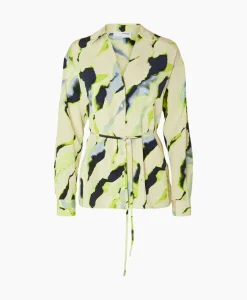 Blouses^Selected Femme Blouse Lilian Ls Aop Shirt B Goud