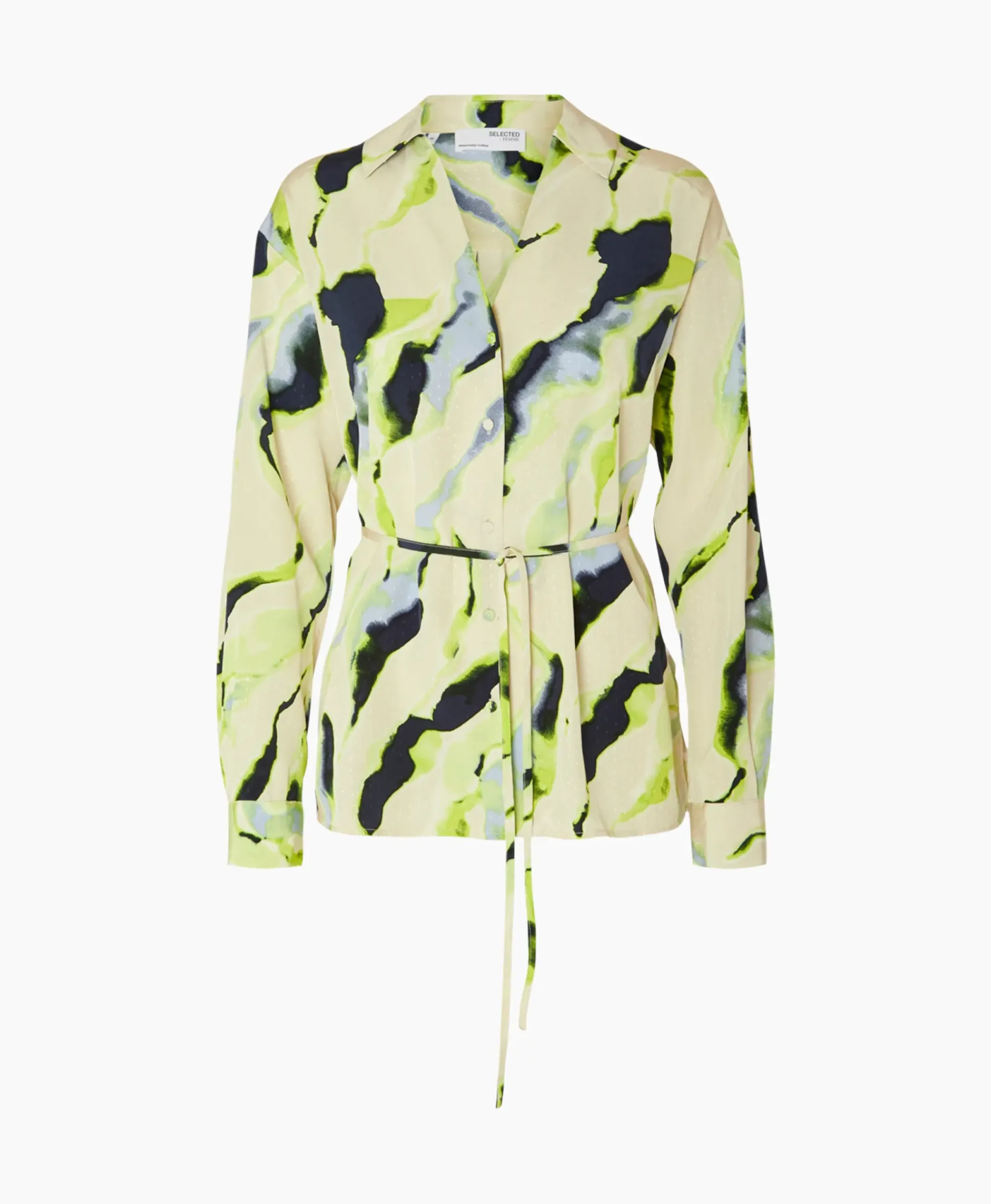 Blouses^Selected Femme Blouse Lilian Ls Aop Shirt B Goud