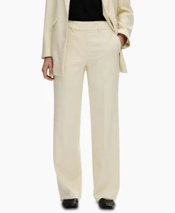 Broeken^Selected Femme Broek Rita Mw Wide Pant Birch B Off White