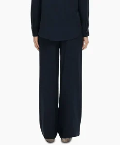 Broeken^Selected Femme Broek Viva-Gulia Mw Long Linen Pant No Donker Blauw