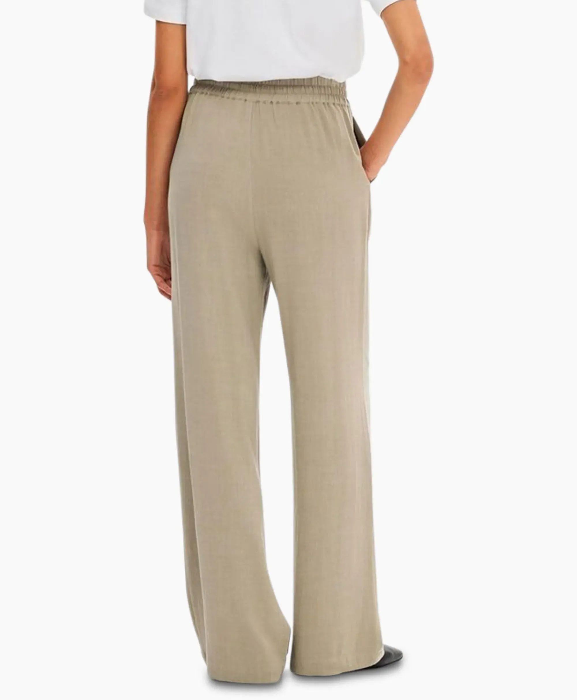 Broeken^Selected Femme Broek Viva-Gulia Mw Long Linen Pant No Licht Grijs