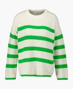 Truien^Selected Femme Gebreide Trui Bloomie Ls Knit O-Neck B Noos Off White