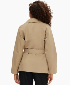 Jassen^Selected Femme Jack Belinda Short Trench Coat Zand