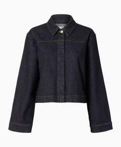 Jassen^Selected Femme Jack Lisa Boxy Denim Jacket D2 Donker Blauw