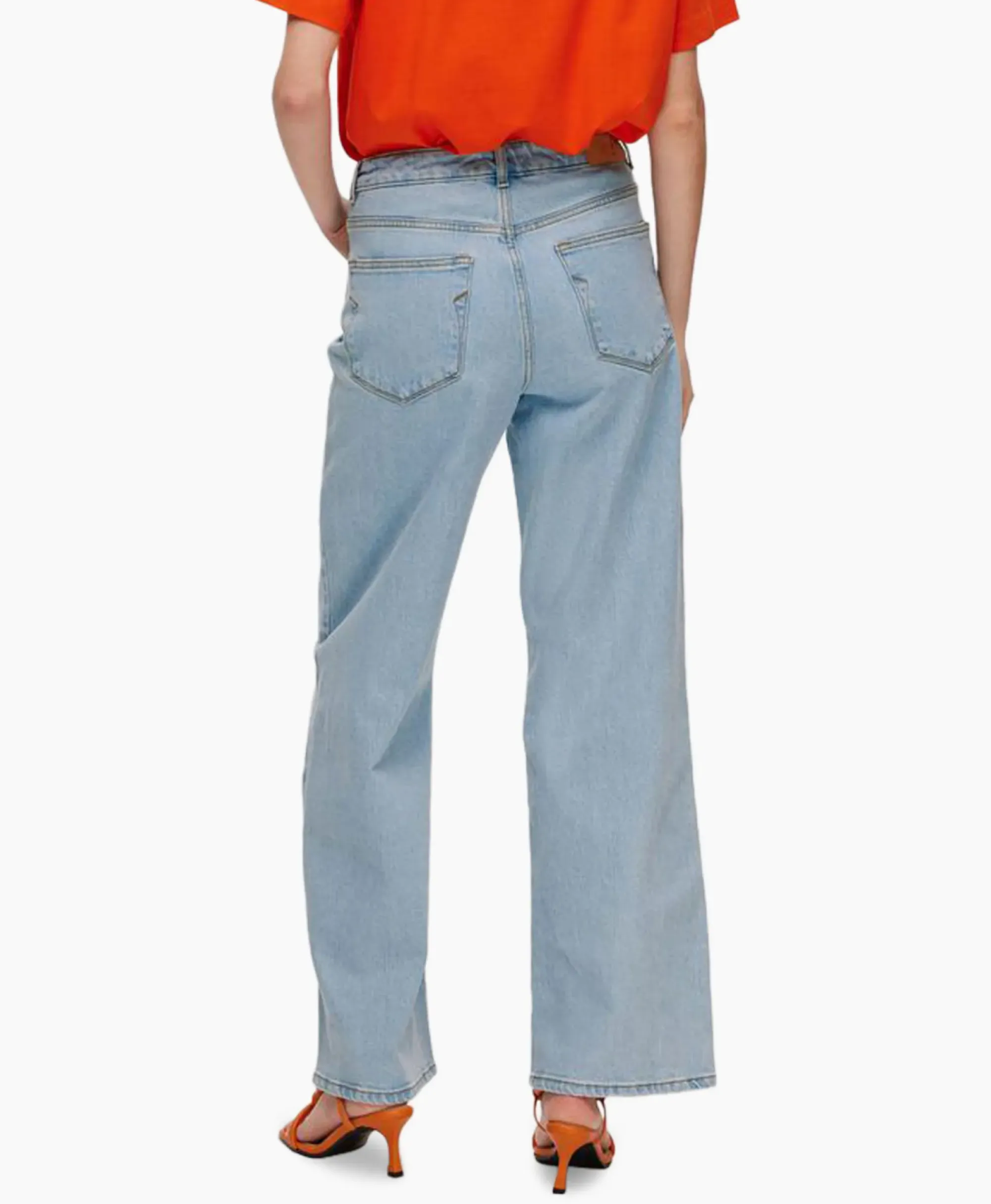 Broeken^Selected Femme Jeans Alice-N Hw Wide Lon Sky Blue Jea Licht Blauw